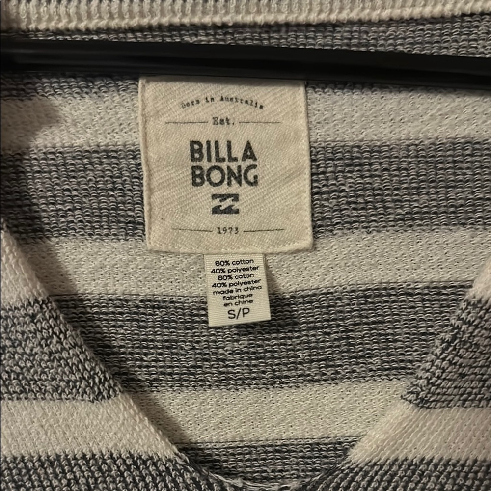Billabong Striped Hoodie Gray White Pullover Surf Style S - Picture 2 of 6